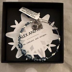 Alex and Ani Silver and Blue Charm Bracelet